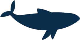 Silhouette iconique de baleine en bleu, évoquant la conservation marine et la grandeur de la vie océanique